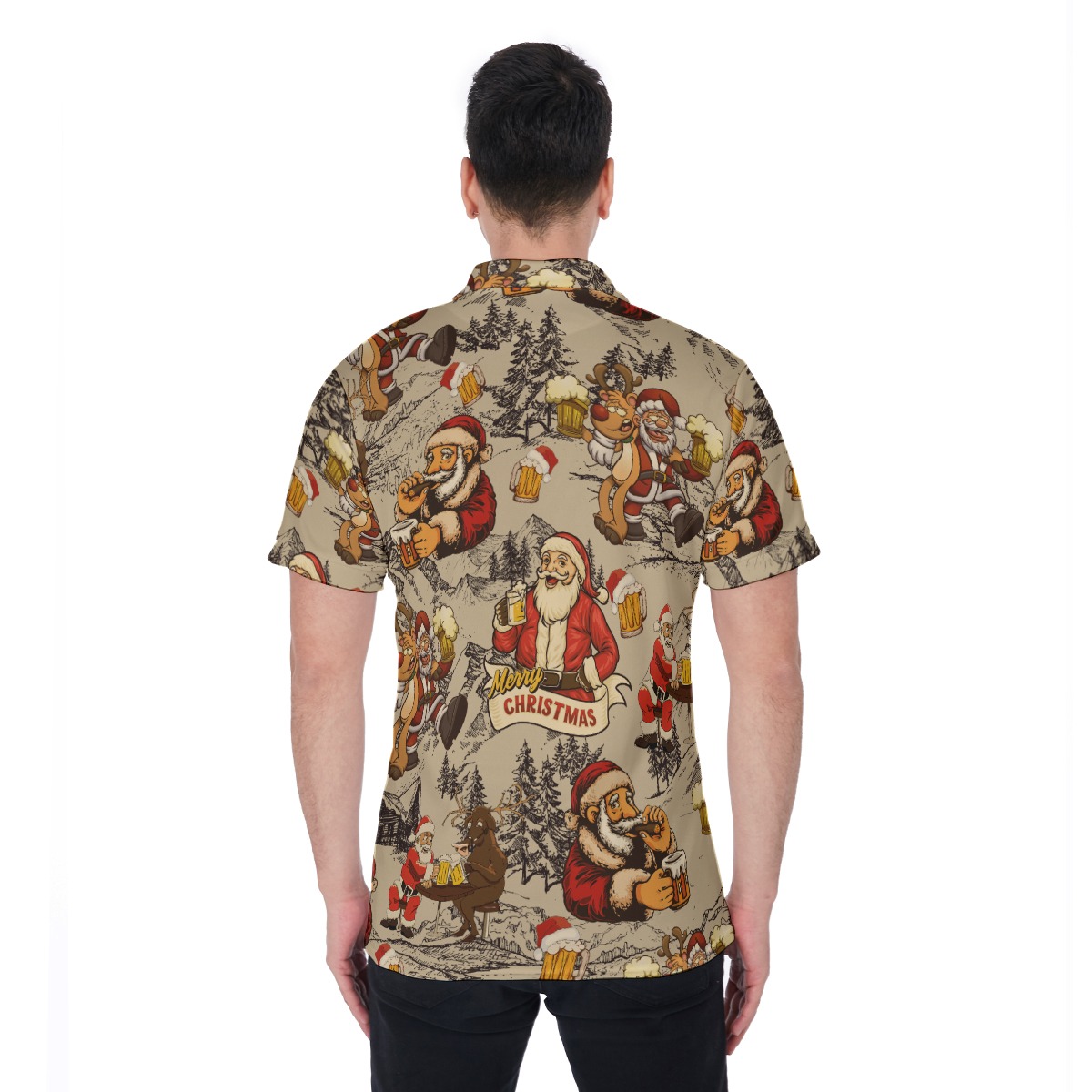 Christmas Dear Santa Here Your Beer Hawaiian Polo Shirt