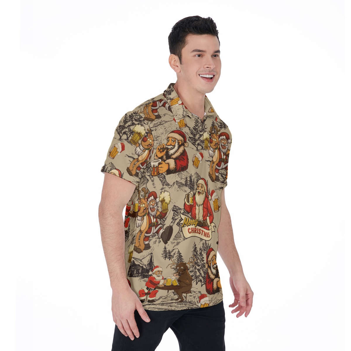 Christmas Dear Santa Here Your Beer Hawaiian Polo Shirt