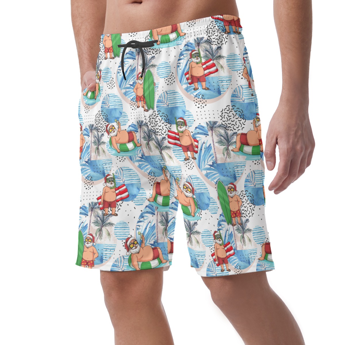 Santa Claus Surfing Aloha Beach Shorts For Men