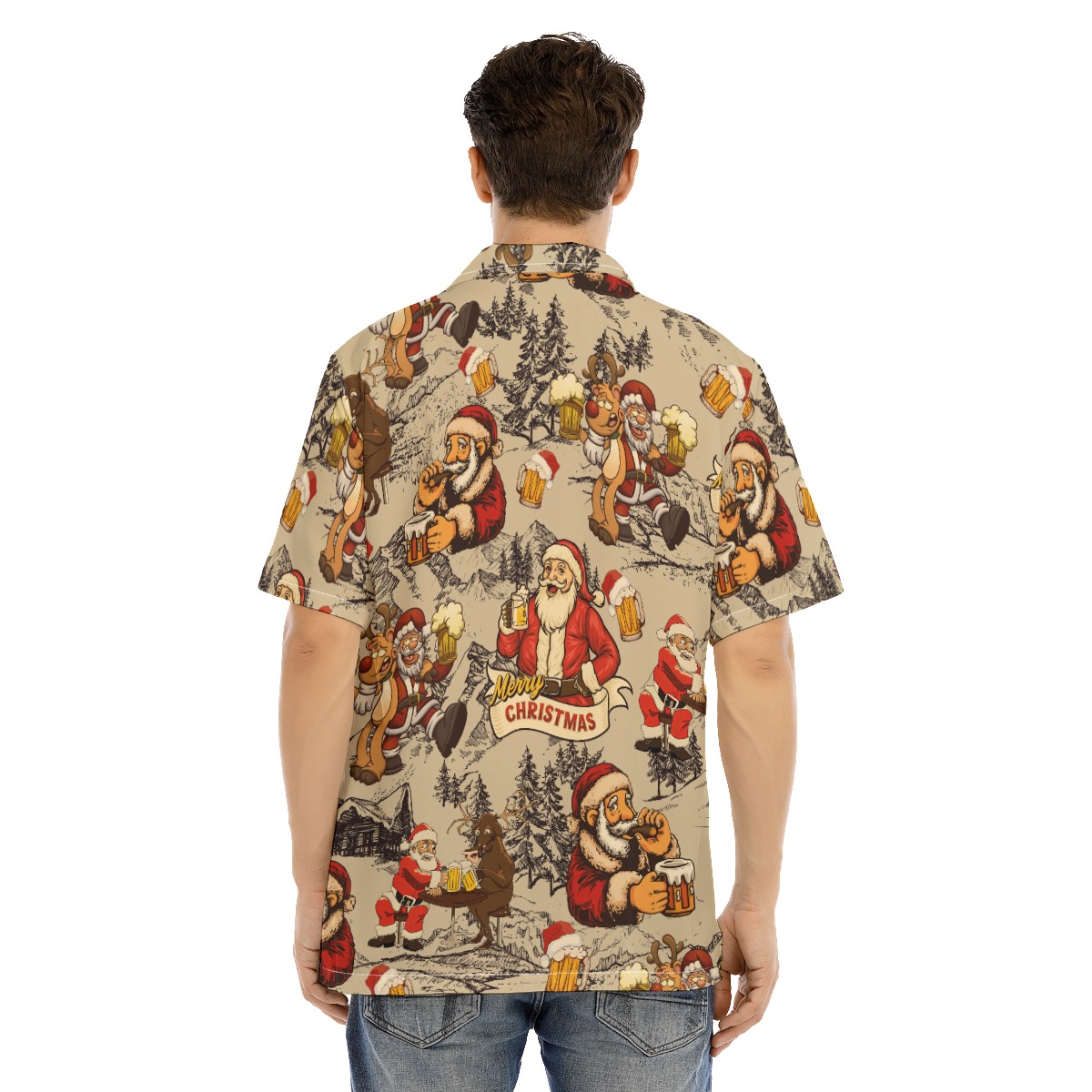 Christmas Santa Drinking Beer Hawaiian Shirt
