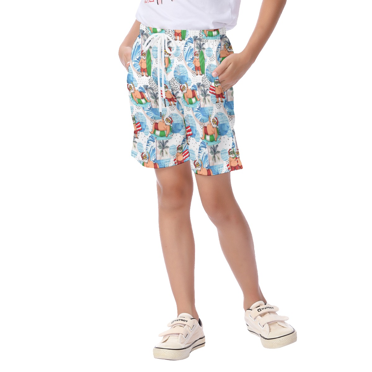 Santa Claus Surfing Beach Shorts For Kids