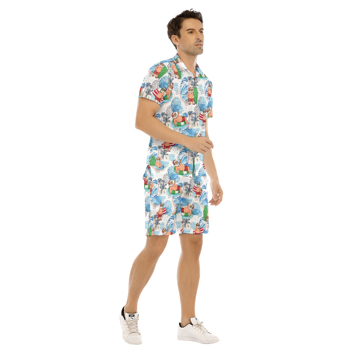 Santa Claus Surfing Aloha Shirt And Shorts For Men