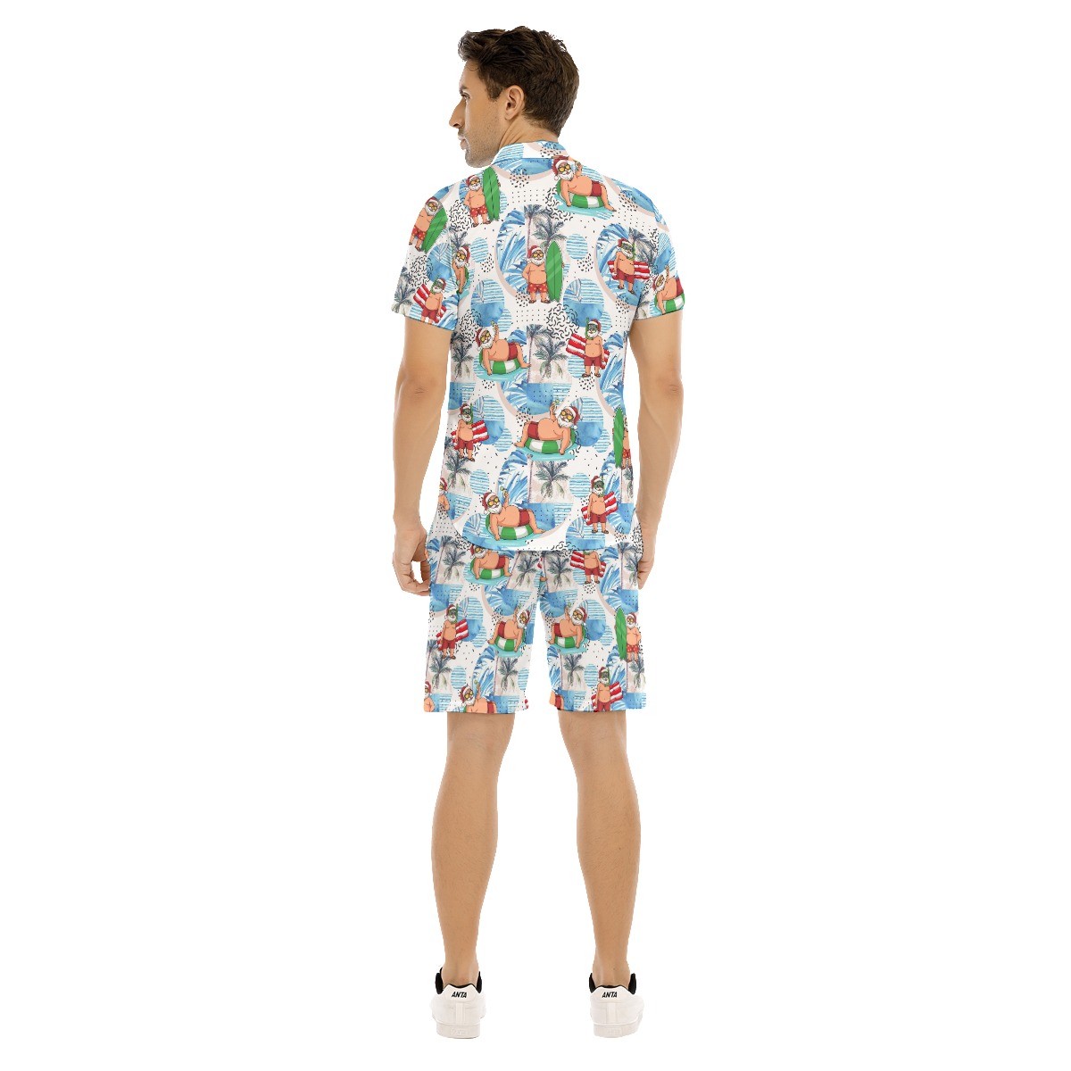 Santa Claus Surfing Aloha Shirt And Shorts For Men
