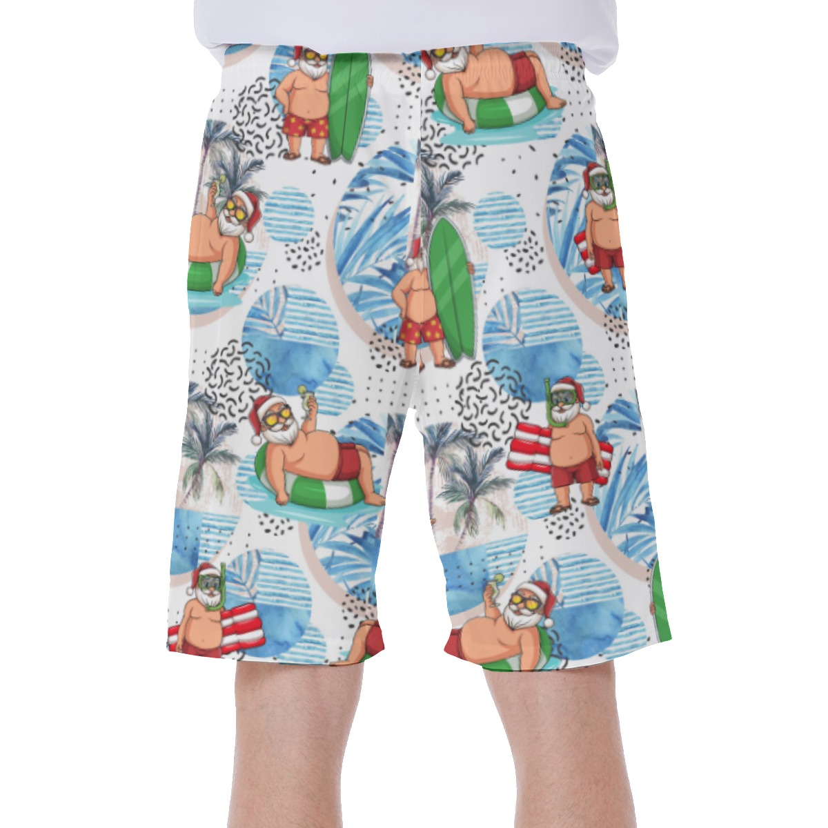 Santa Claus Surfing White Swim Trunks For Men