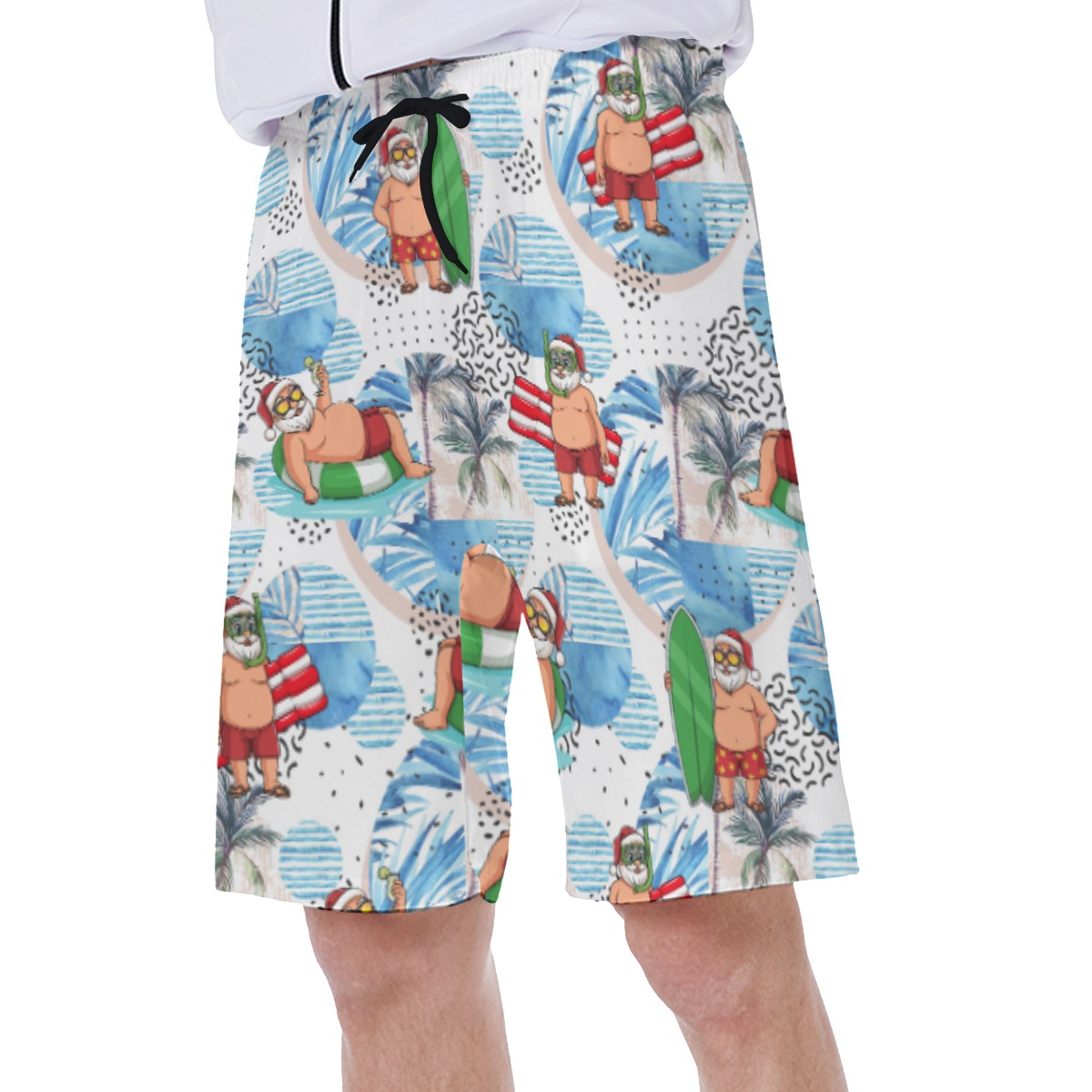Santa Claus Surfing White Swim Trunks For Men
