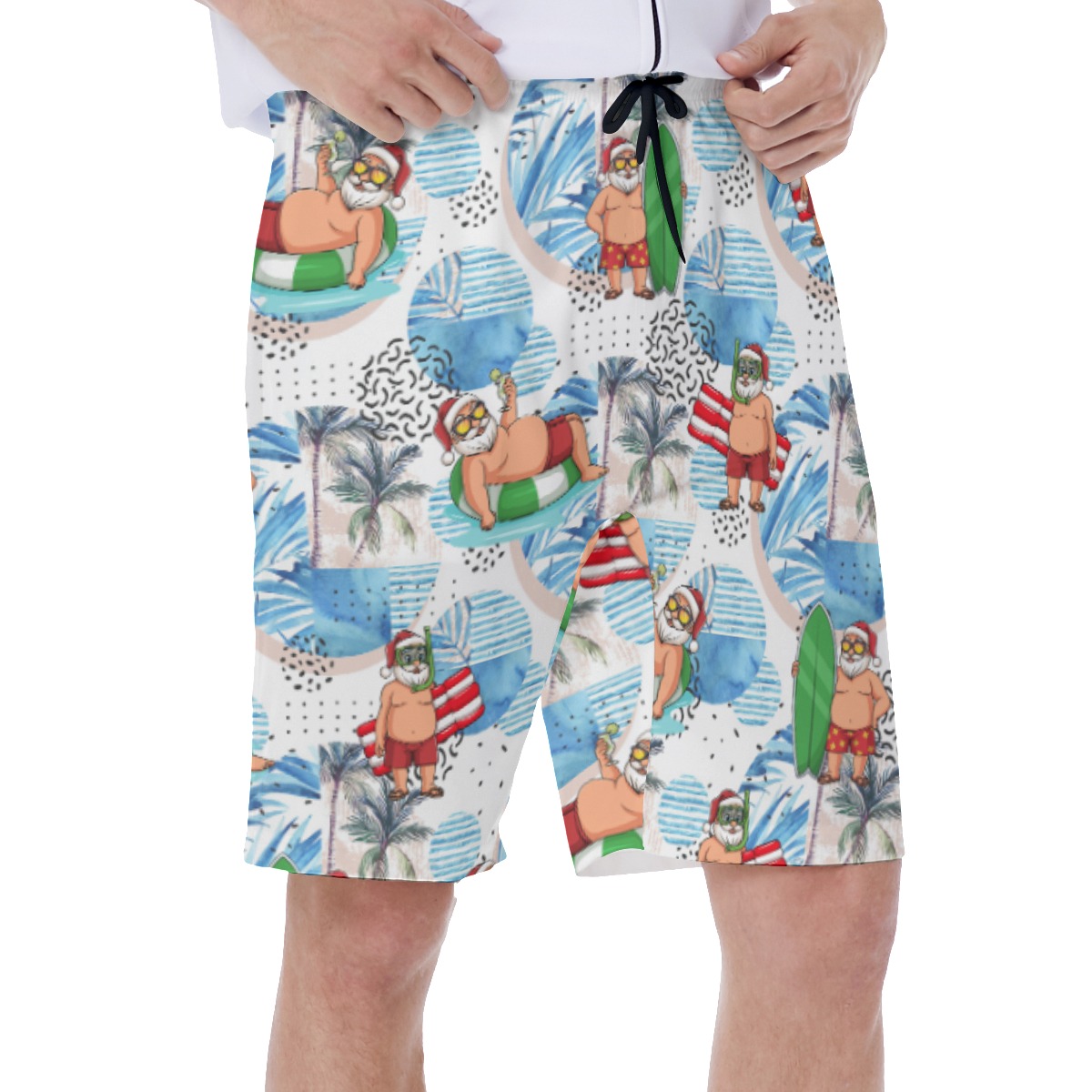 Santa Claus Surfing White Swim Trunks For Men