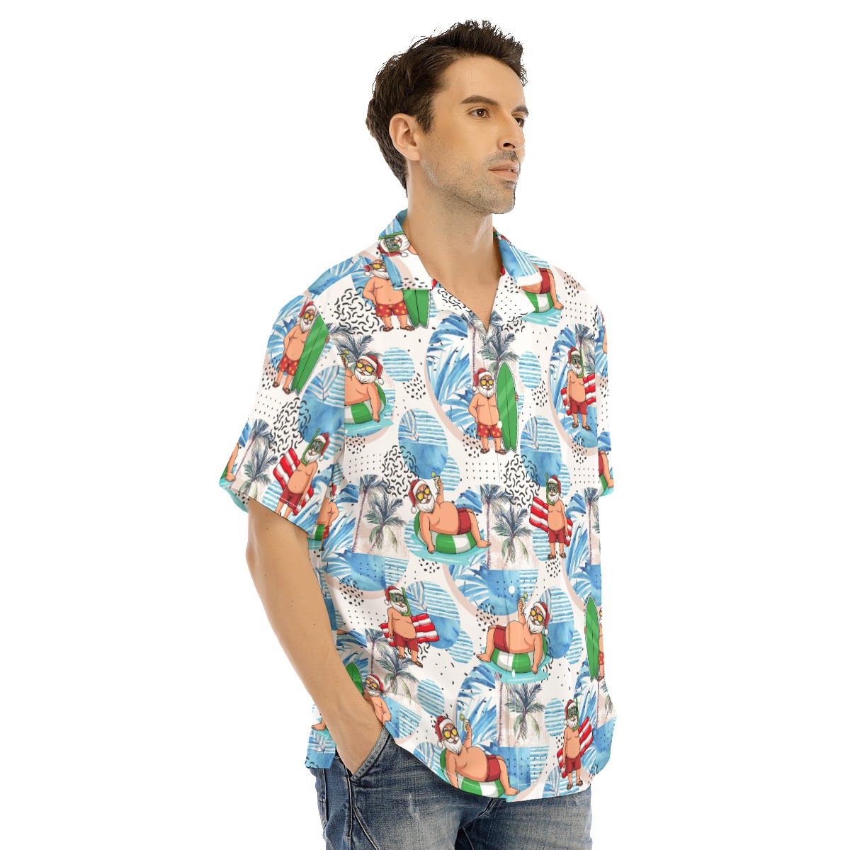 Funny Surfing Santa Hawaiian Shirt