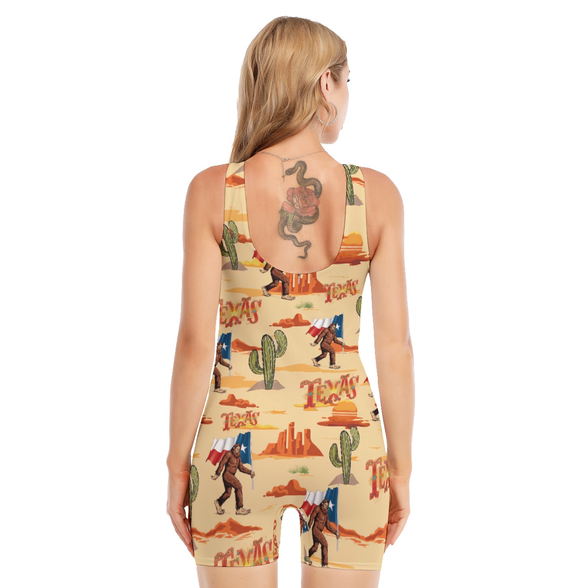 Bigfoot With Texas Flag Hawaiian Swimsuit For Women