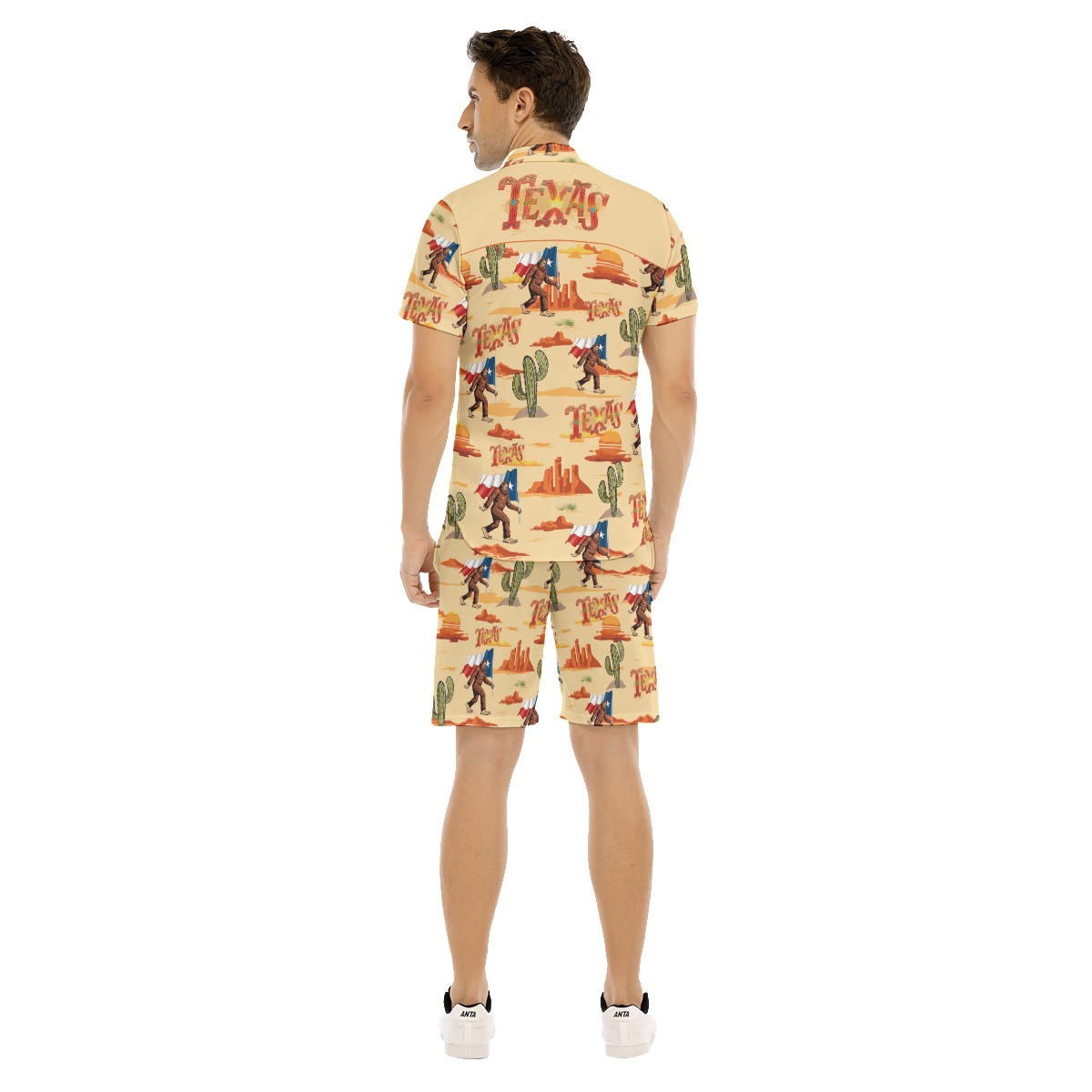 Bigfoot And Texas Flag Hawaiian Shirt And Shorts For Men