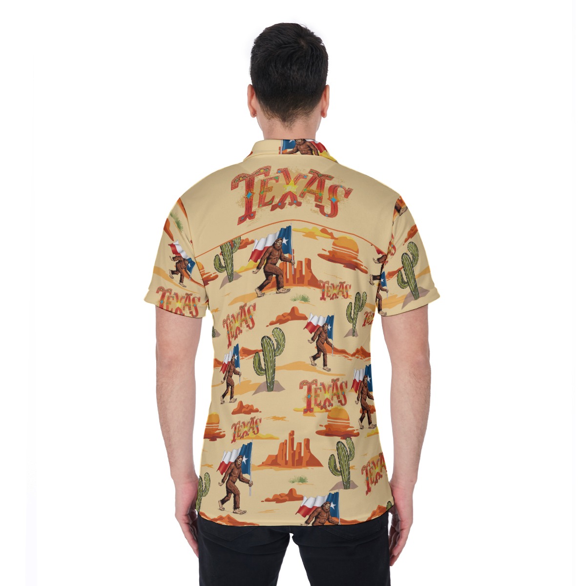 Bigfoot Texas Hawaiian Polo Shirt For Men