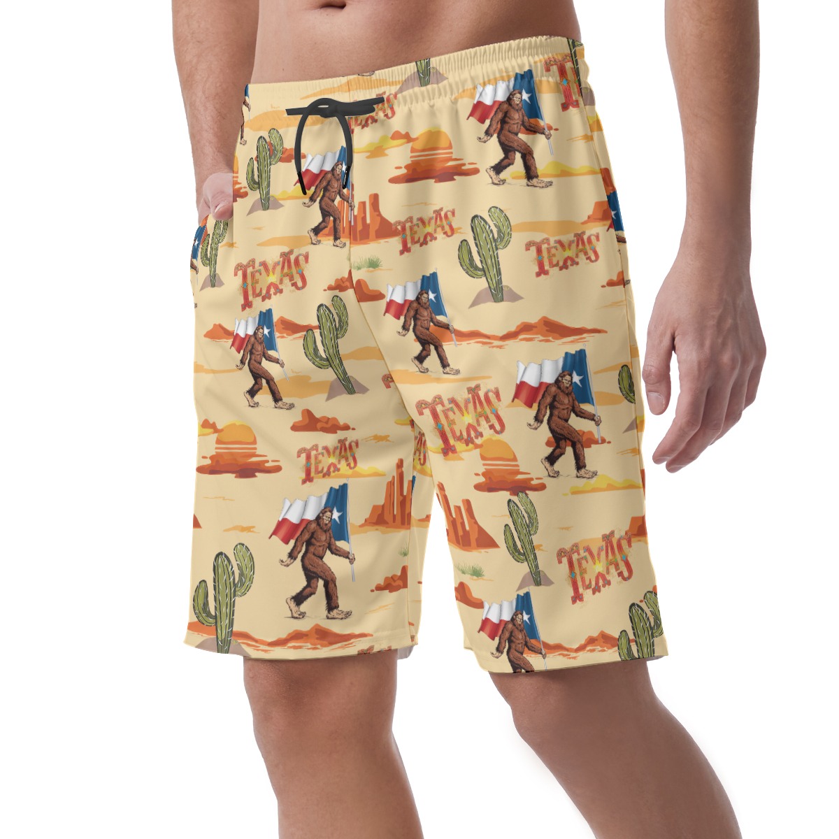 Texas Bigfoot Hawaiian Board Shorts For Men