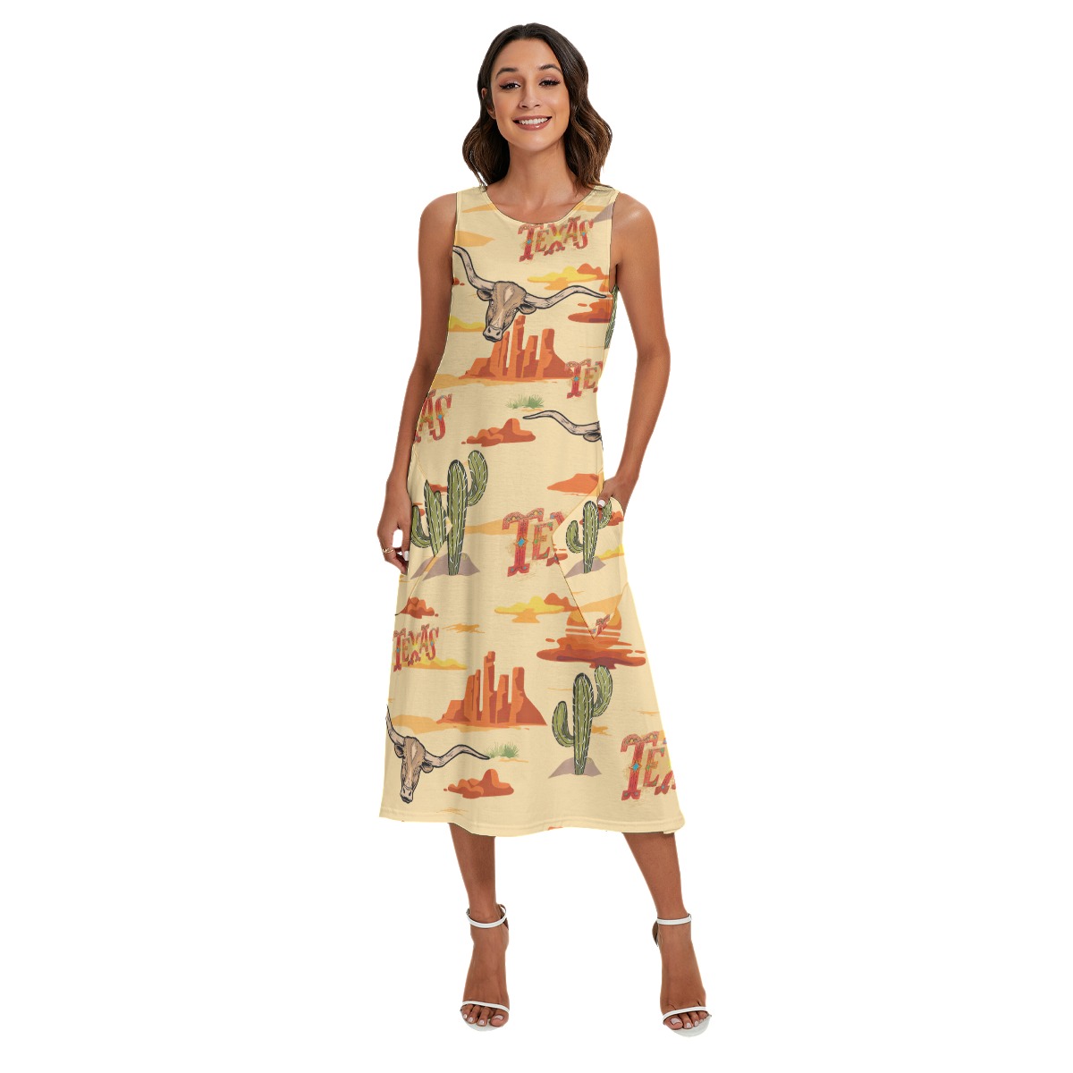 Texas Hawaiian Long Dress With Pockets