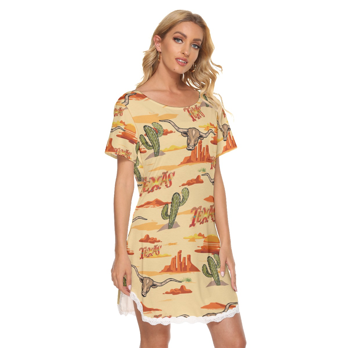 Texas Hawaiian Dress With Lace For Women
