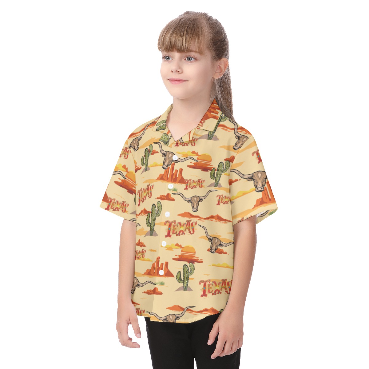 Texas Hawaiian Button Up Shirt For Kids