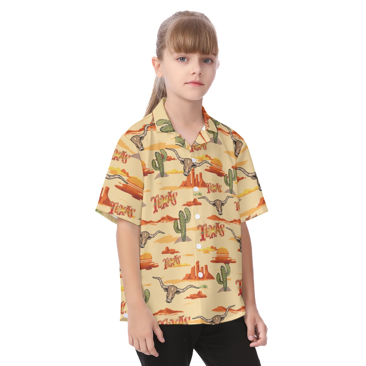Texas Hawaiian Button Up Shirt For Kids