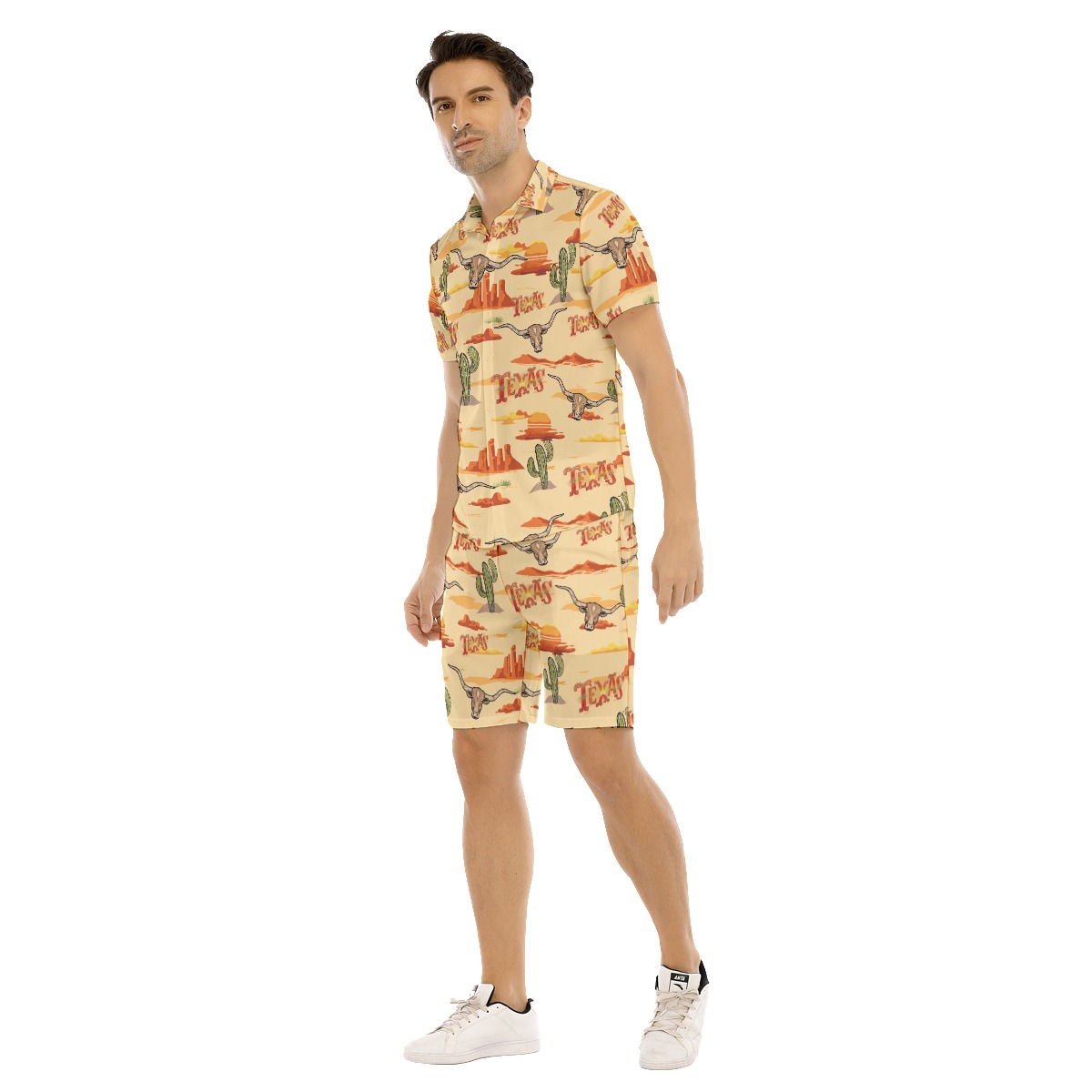 Texas Hawaiian Shirt And Shorts Set For Men