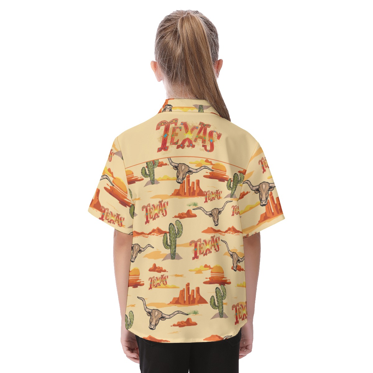 Texas Hawaiian Button Up Shirt For Kids