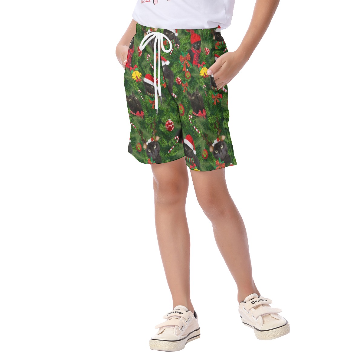 Black Cat Christmas Board Shorts For Kids