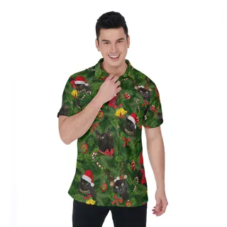 Cat Christmas Aloha Polo Shirt For Men