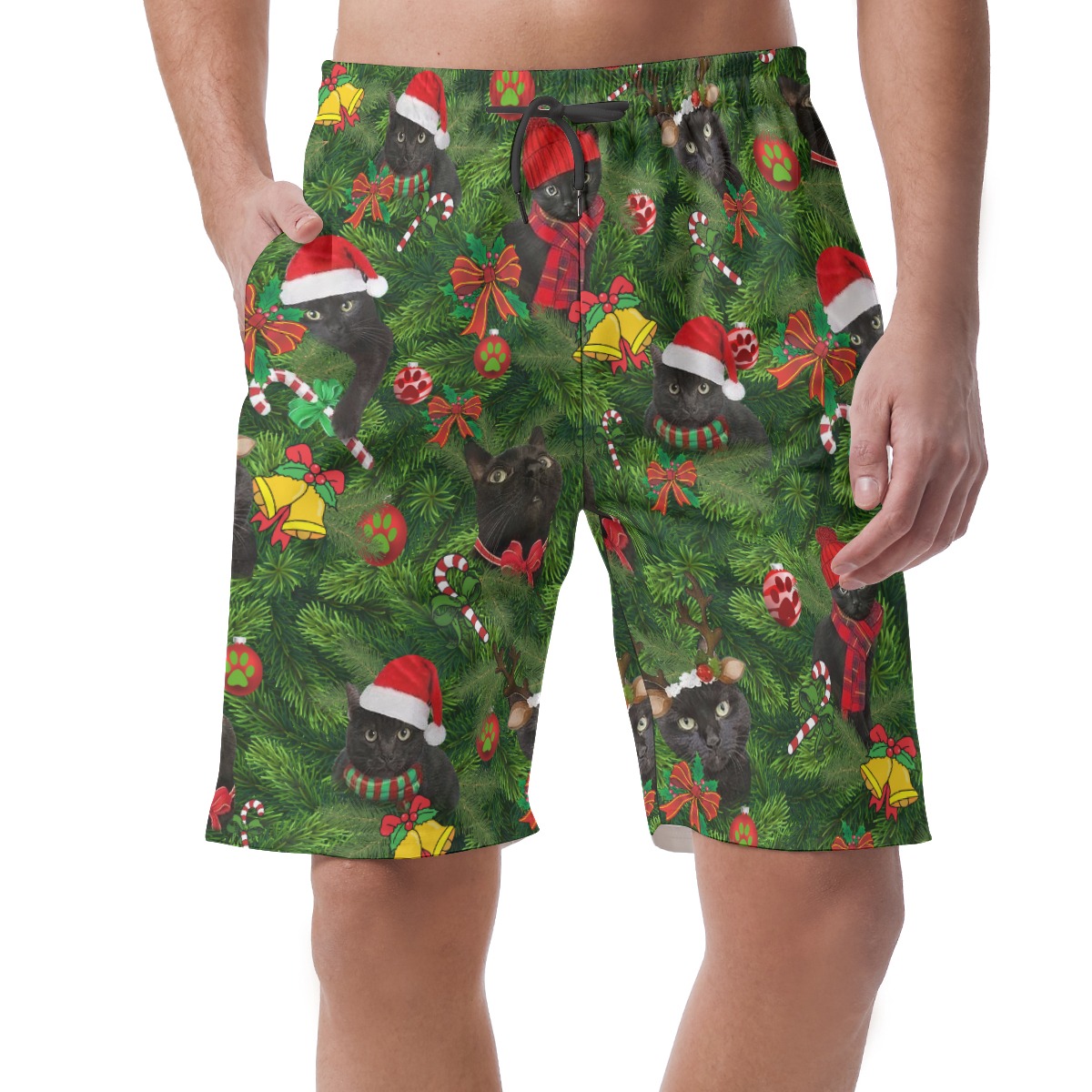 Christmas Cat Hawaiian Board Shorts For Men - variant image 1