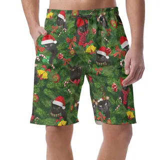 Christmas Cat Hawaiian Board Shorts For Men
