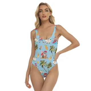 Santa Claus Surfing Hawaiian Swimsuit For Women