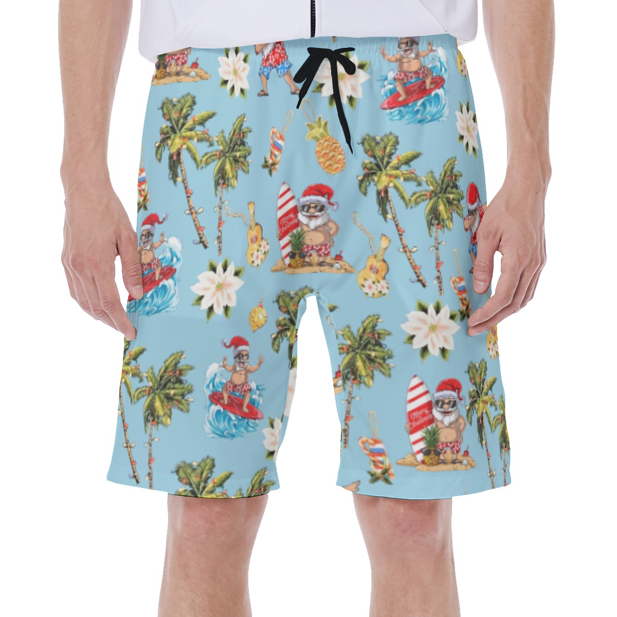 Santa Clause Surfing Aloha Swim Trunks For Men - variant image 1