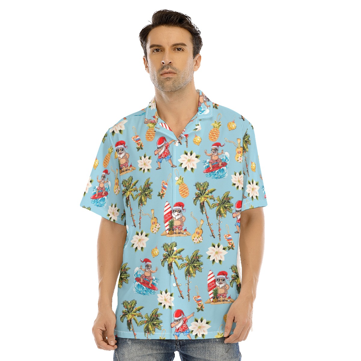Santa Surfing Hawaiian Shirt - variant image 1