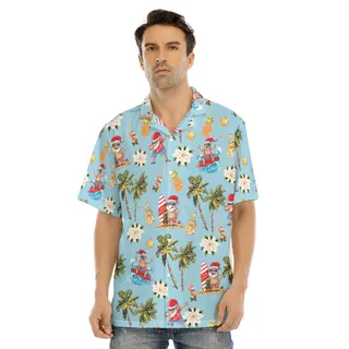 Santa Surfing Hawaiian Shirt