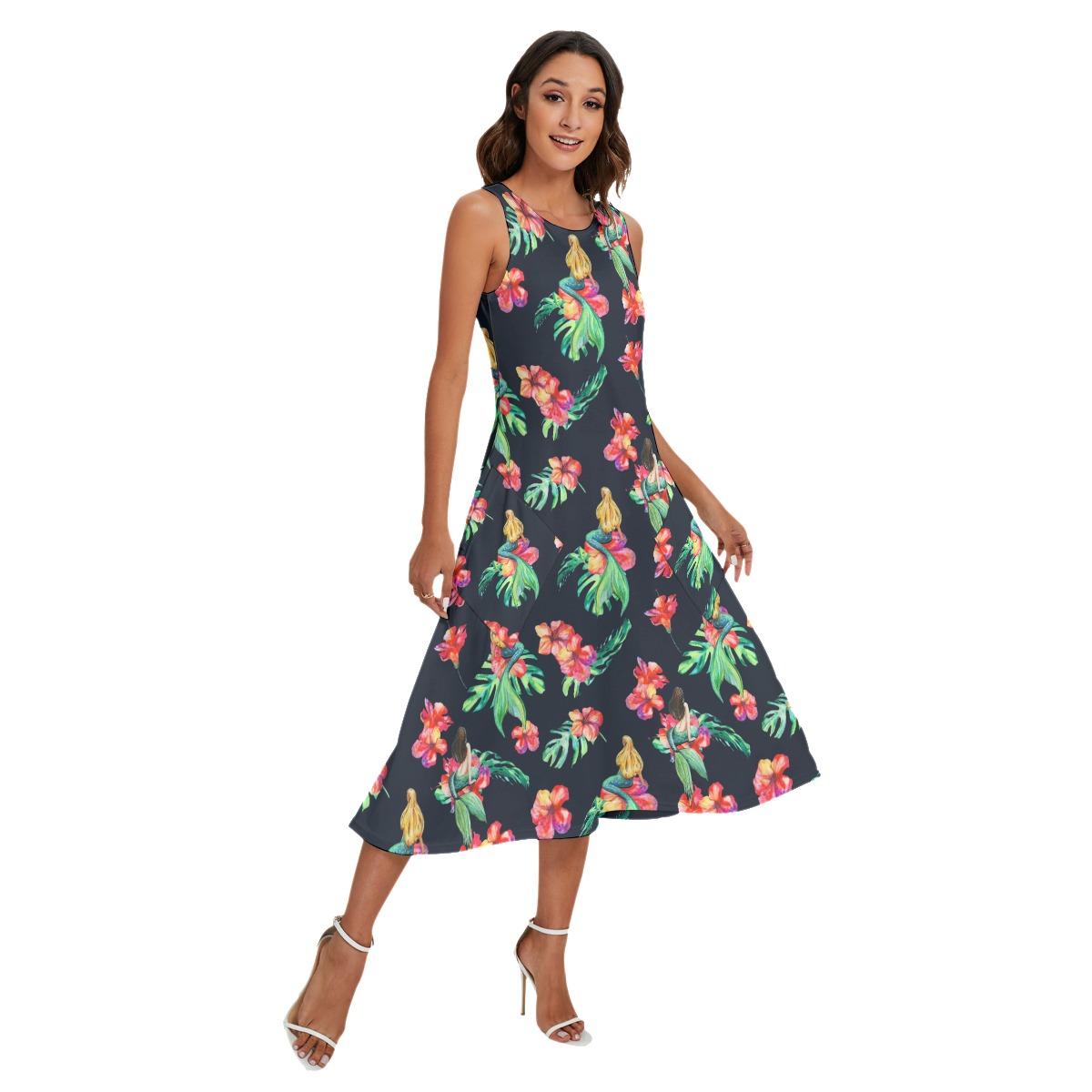 Mermaid Tropical Dress With Pockets For Women - variant image 1