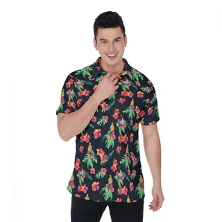Flowers Mermaid Hawaiian Polo Shirt For Men