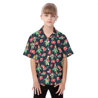 Flowers Mermaid Button Up Shirt For Kids