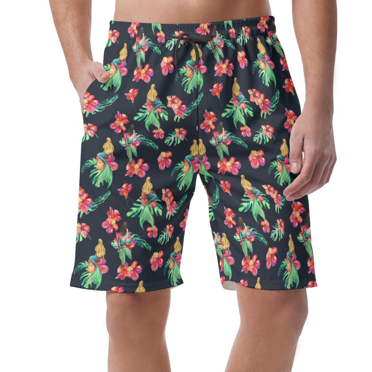 Mermaid Flowers Summer Board Shorts For Men - variant image 1