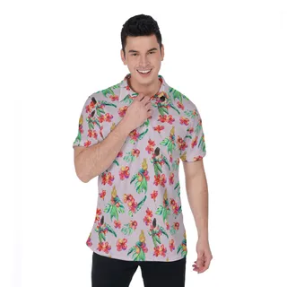 Mermaid Floral Hawaiian Polo Shirt For Men