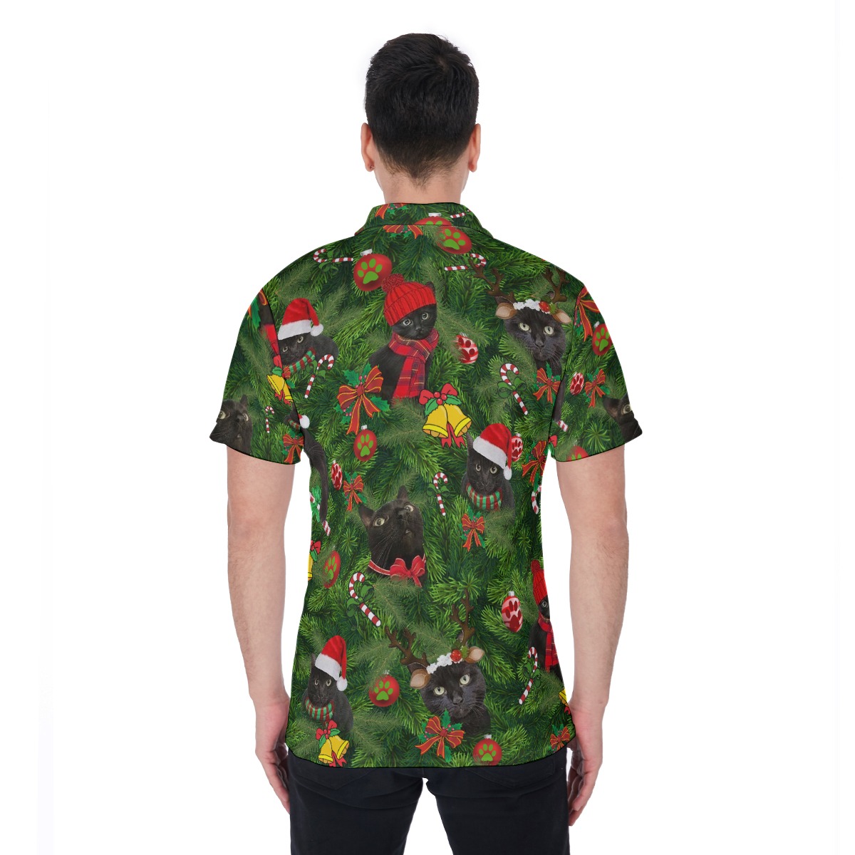 Cat Christmas Aloha Polo Shirt For Men