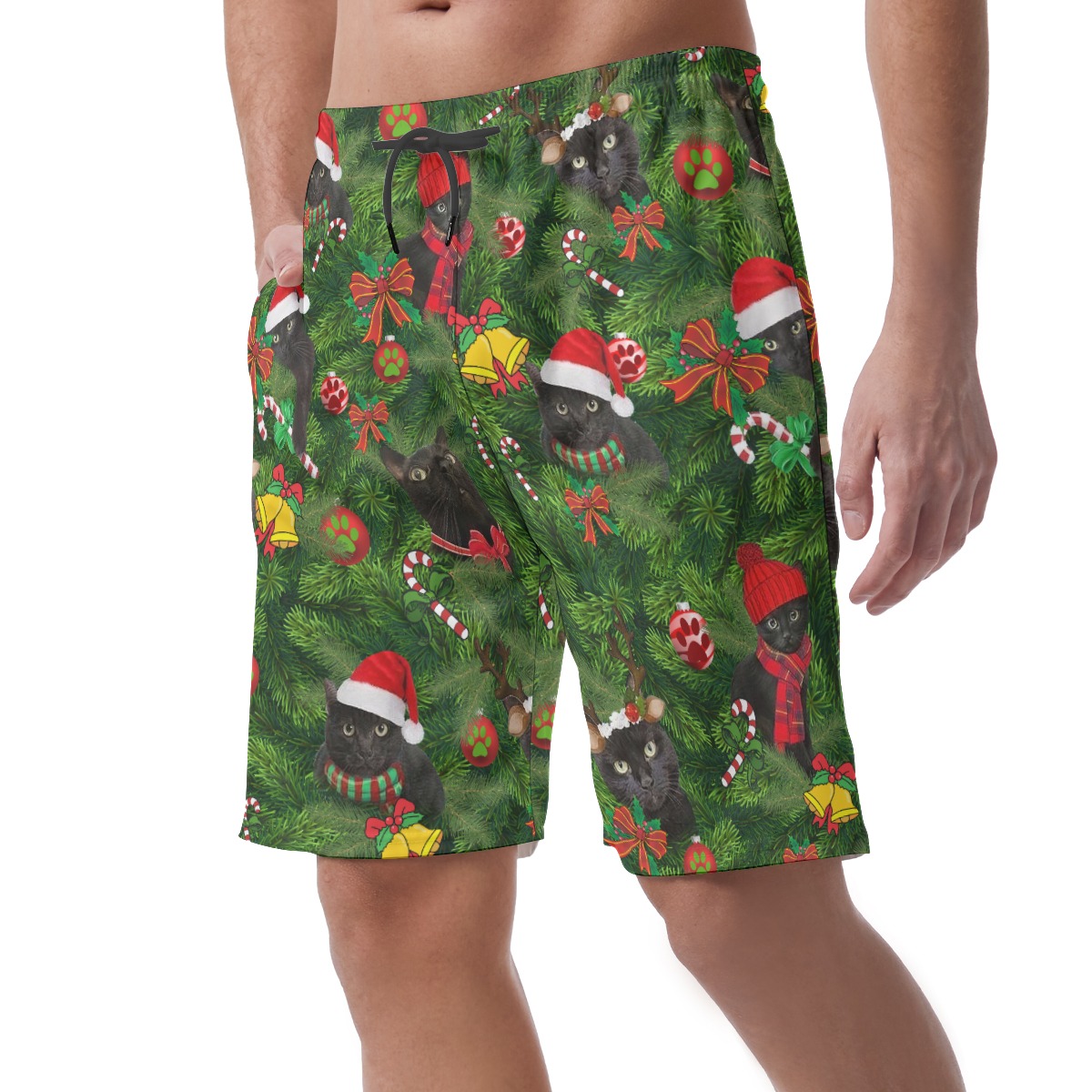 Christmas Cat Hawaiian Board Shorts For Men