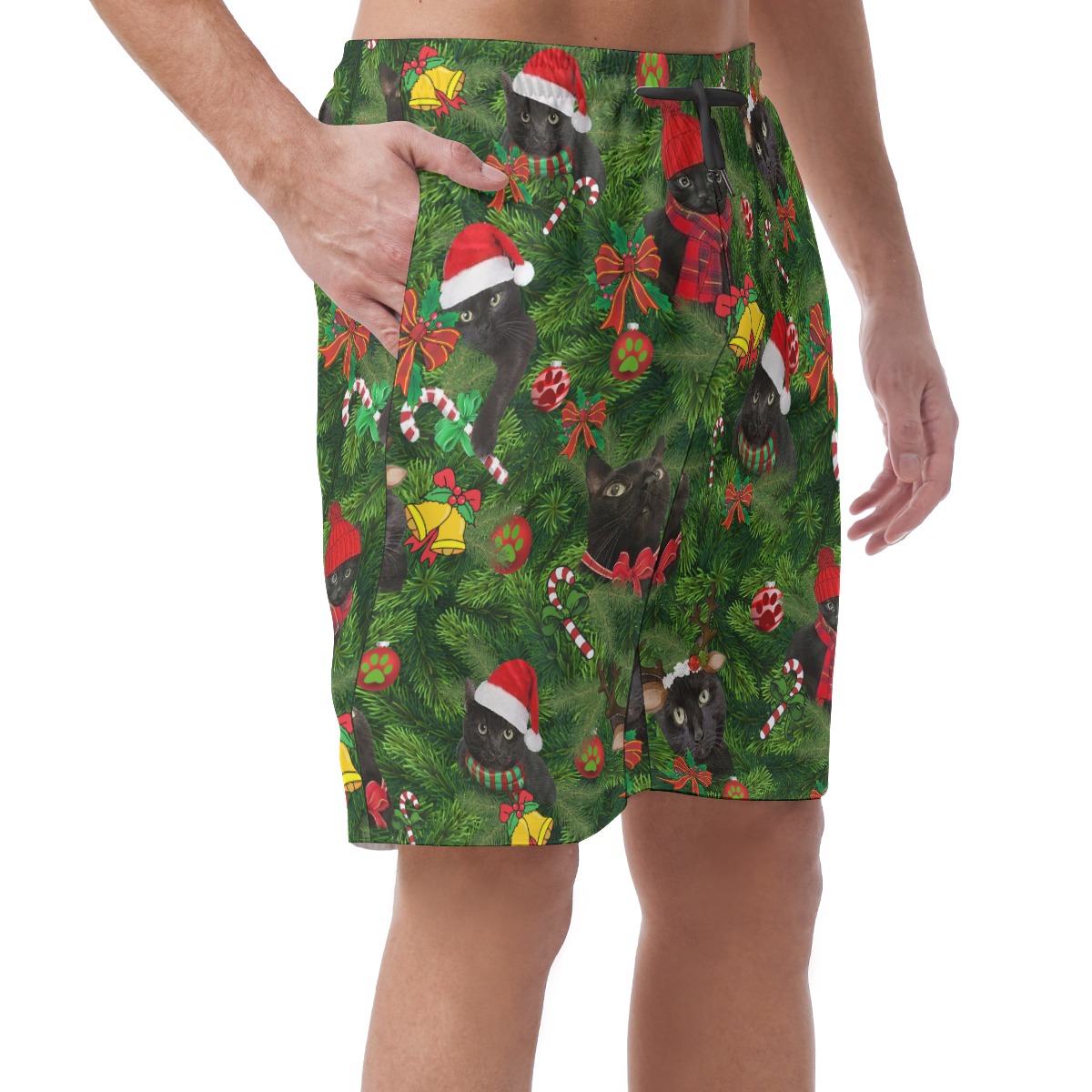 Christmas Cat Hawaiian Board Shorts For Men