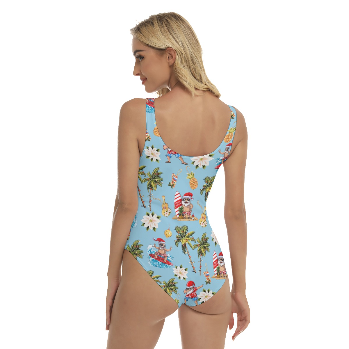 Santa Claus Surfing Hawaiian Swimsuit For Women