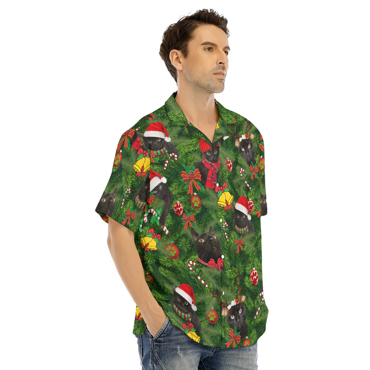 Black Cat Christmas Hawaiian Shirt