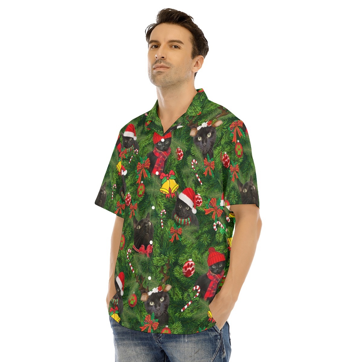 Black Cat Christmas Hawaiian Shirt