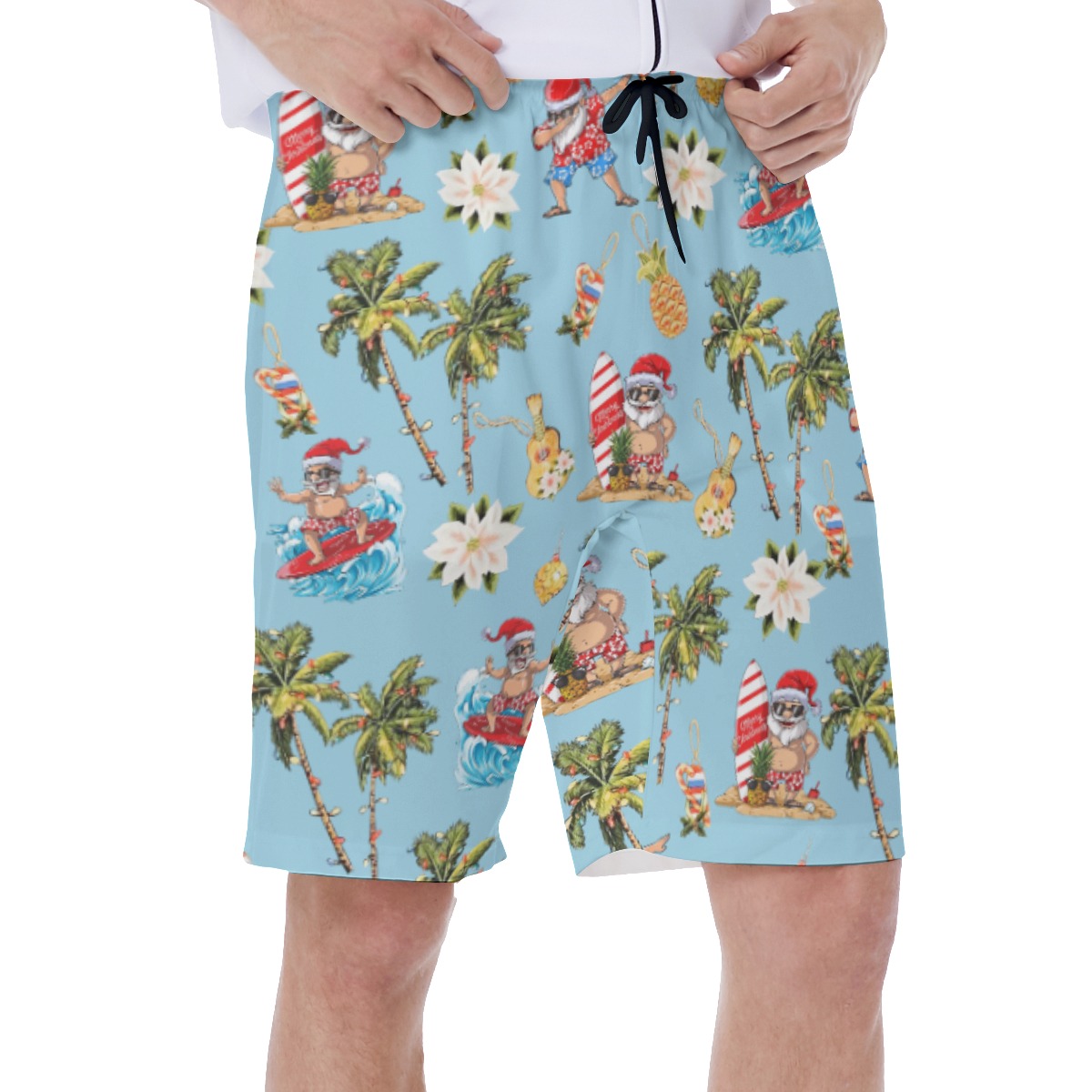 Santa Clause Surfing Aloha Swim Trunks For Men
