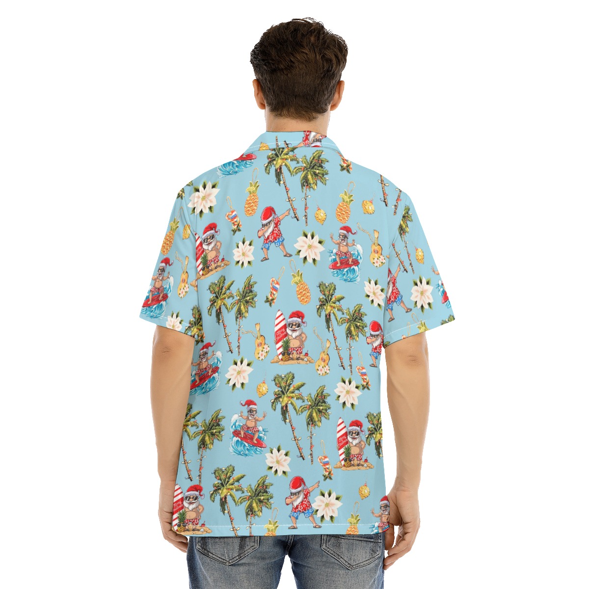 Santa Surfing Hawaiian Shirt
