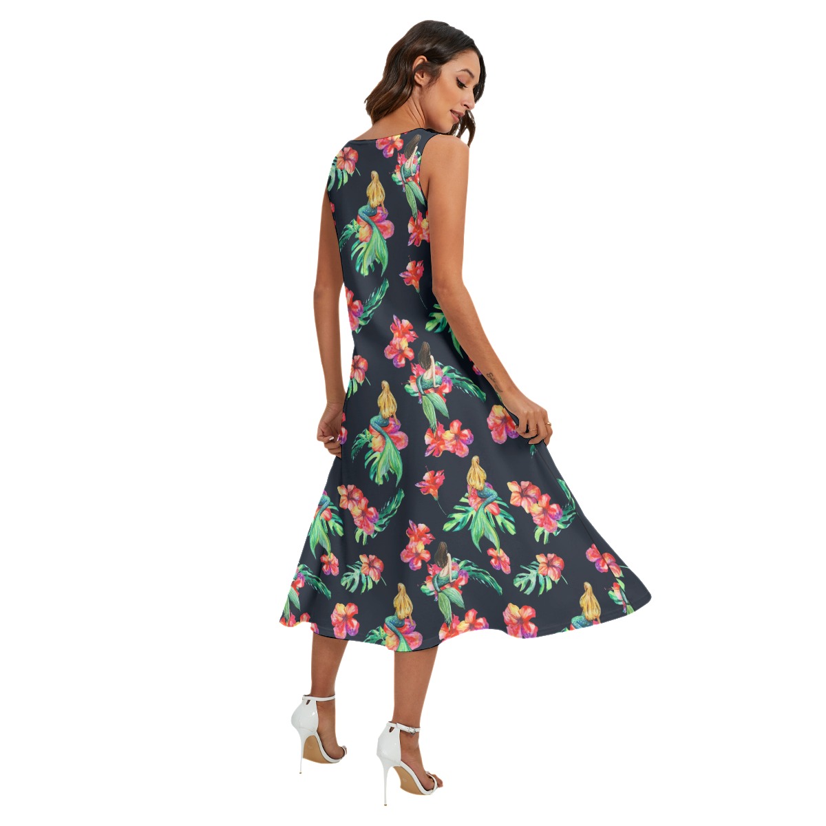 Mermaid Tropical Dress With Pockets For Women