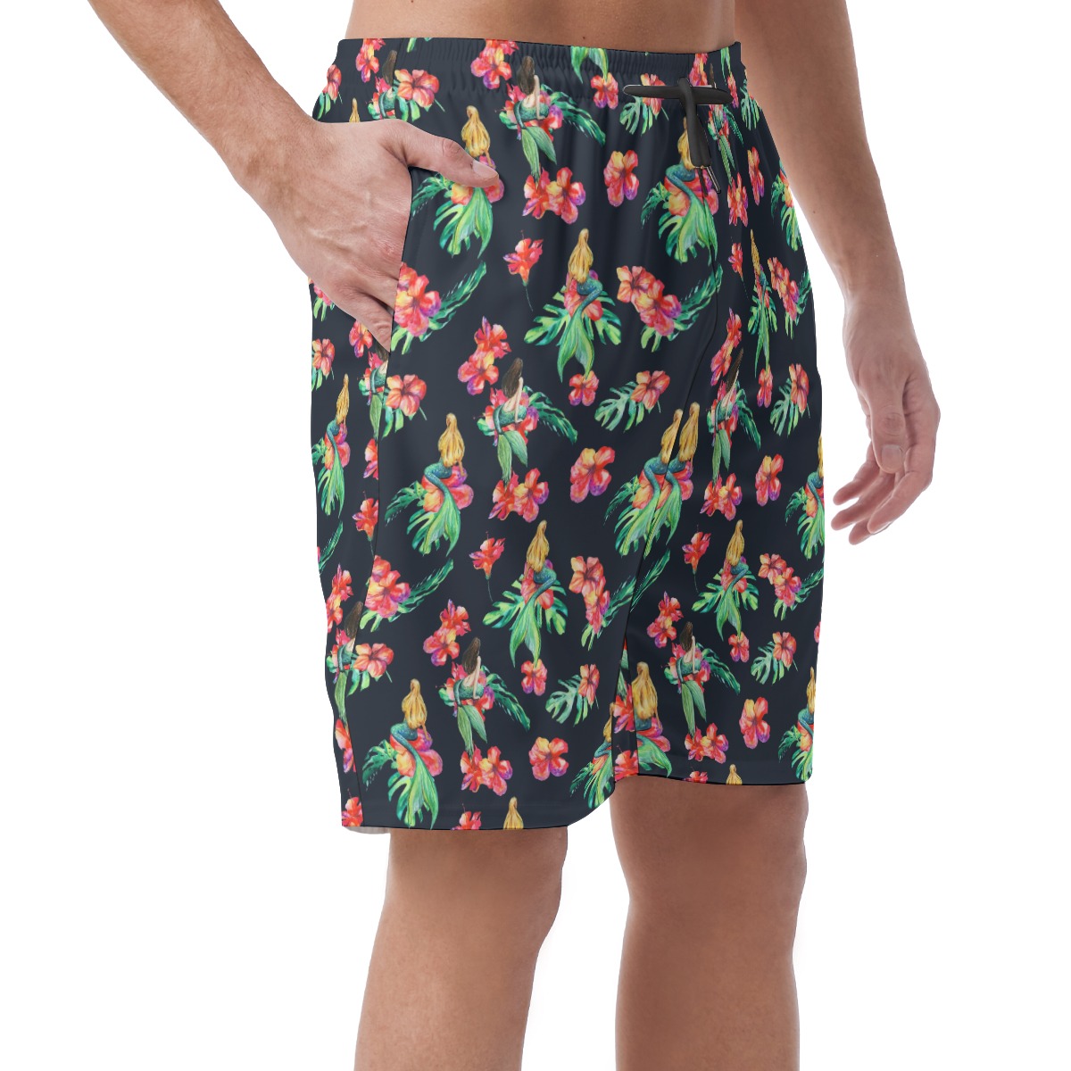 Mermaid Flowers Summer Board Shorts For Men