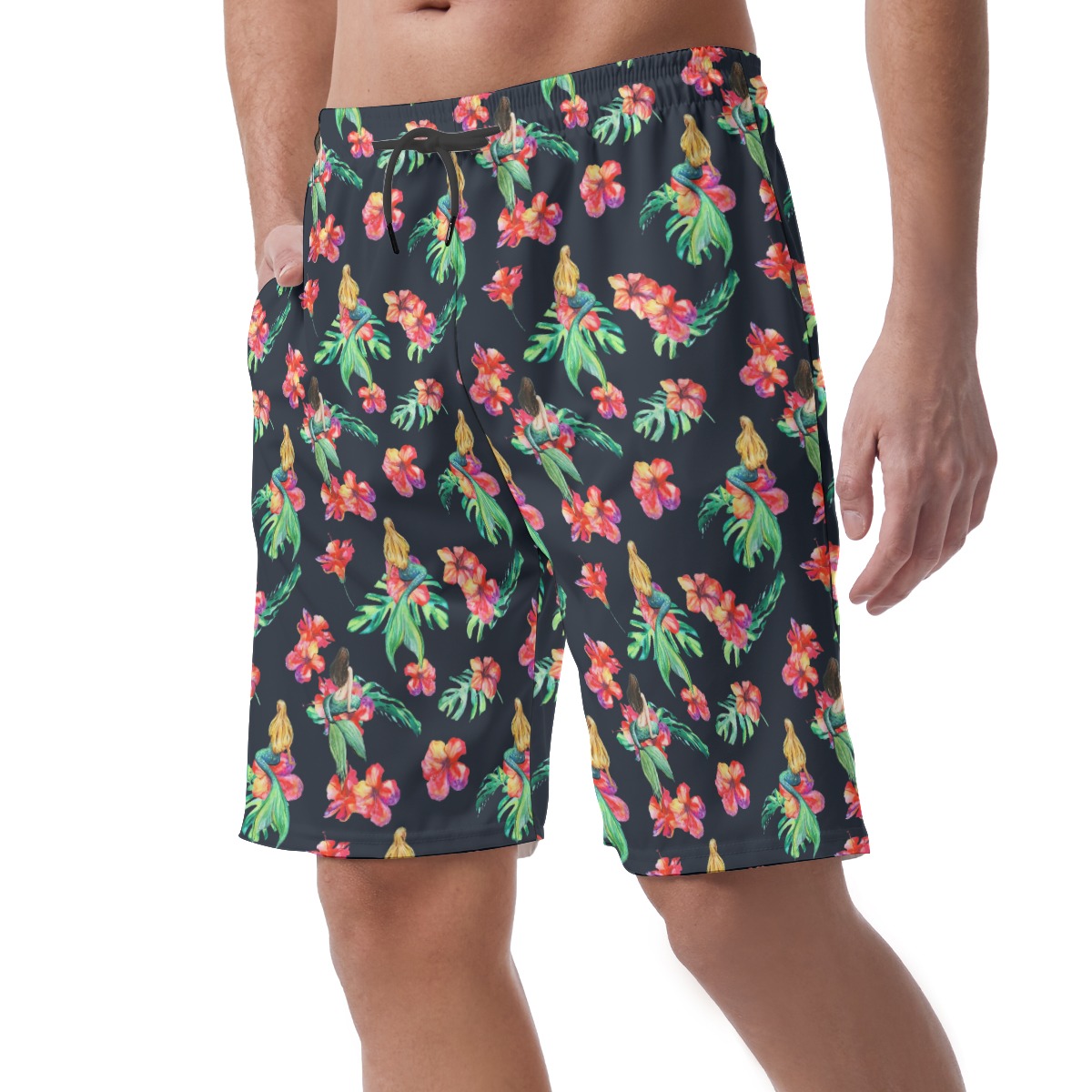 Mermaid Flowers Summer Board Shorts For Men