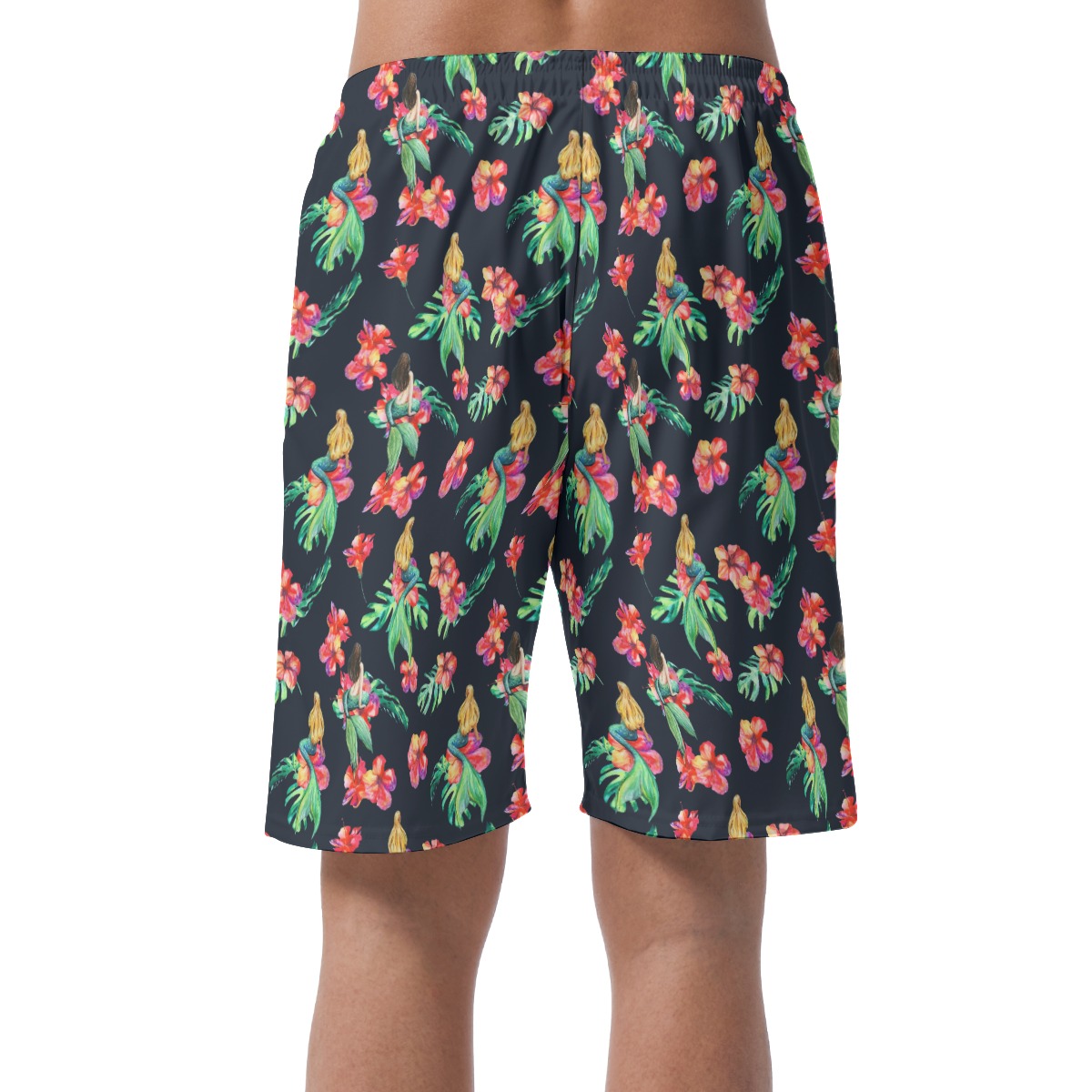 Mermaid Flowers Summer Board Shorts For Men