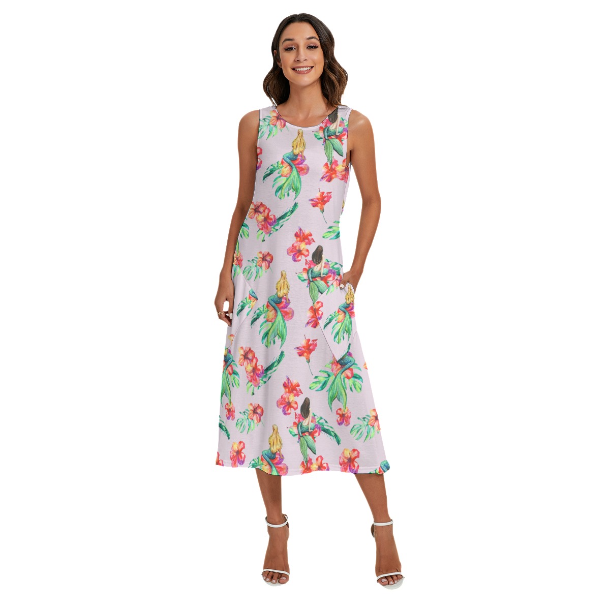 Mermaid Hawaiian Dress With Pockets For Vacation