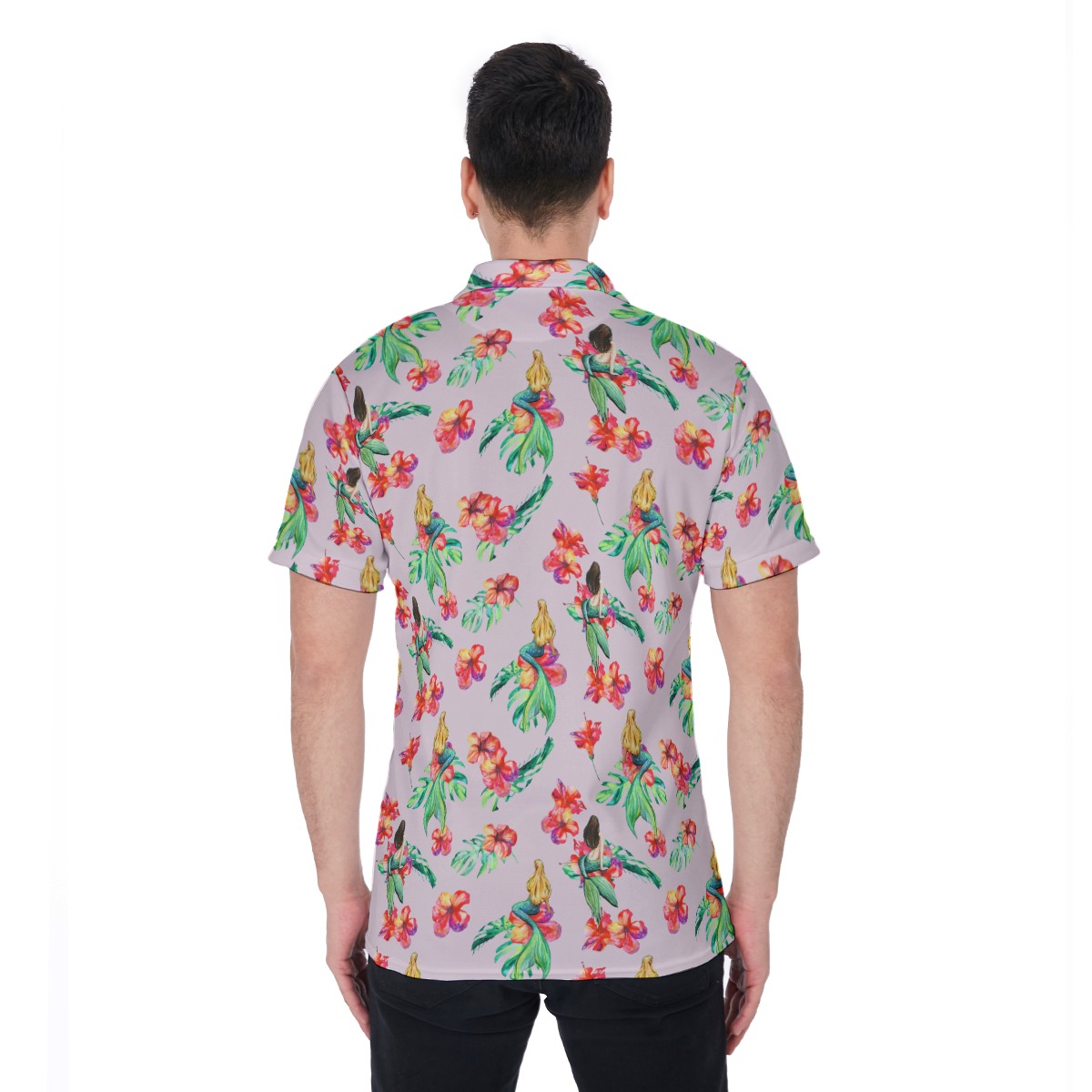 Mermaid Floral Hawaiian Polo Shirt For Men