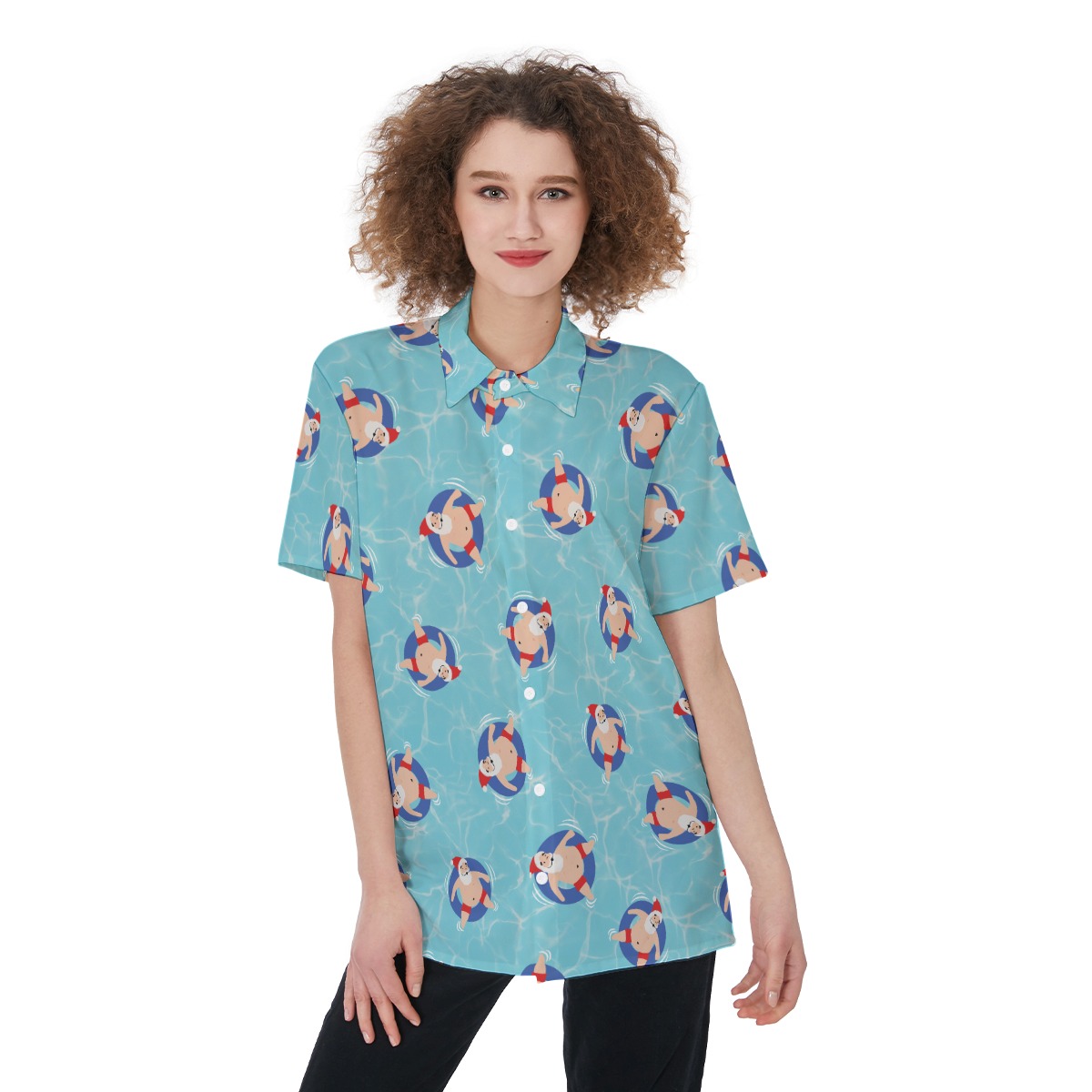 Santa Claus Christmas Hawaiian Shirt For Women - variant image 1