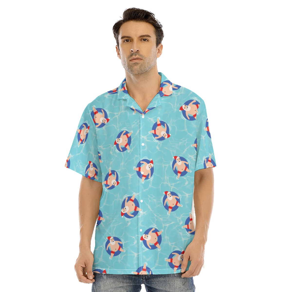 Swimming Santa Hawaiian Shirt | Funny Christmas Hawaiian Shirt For Men - variant image 1